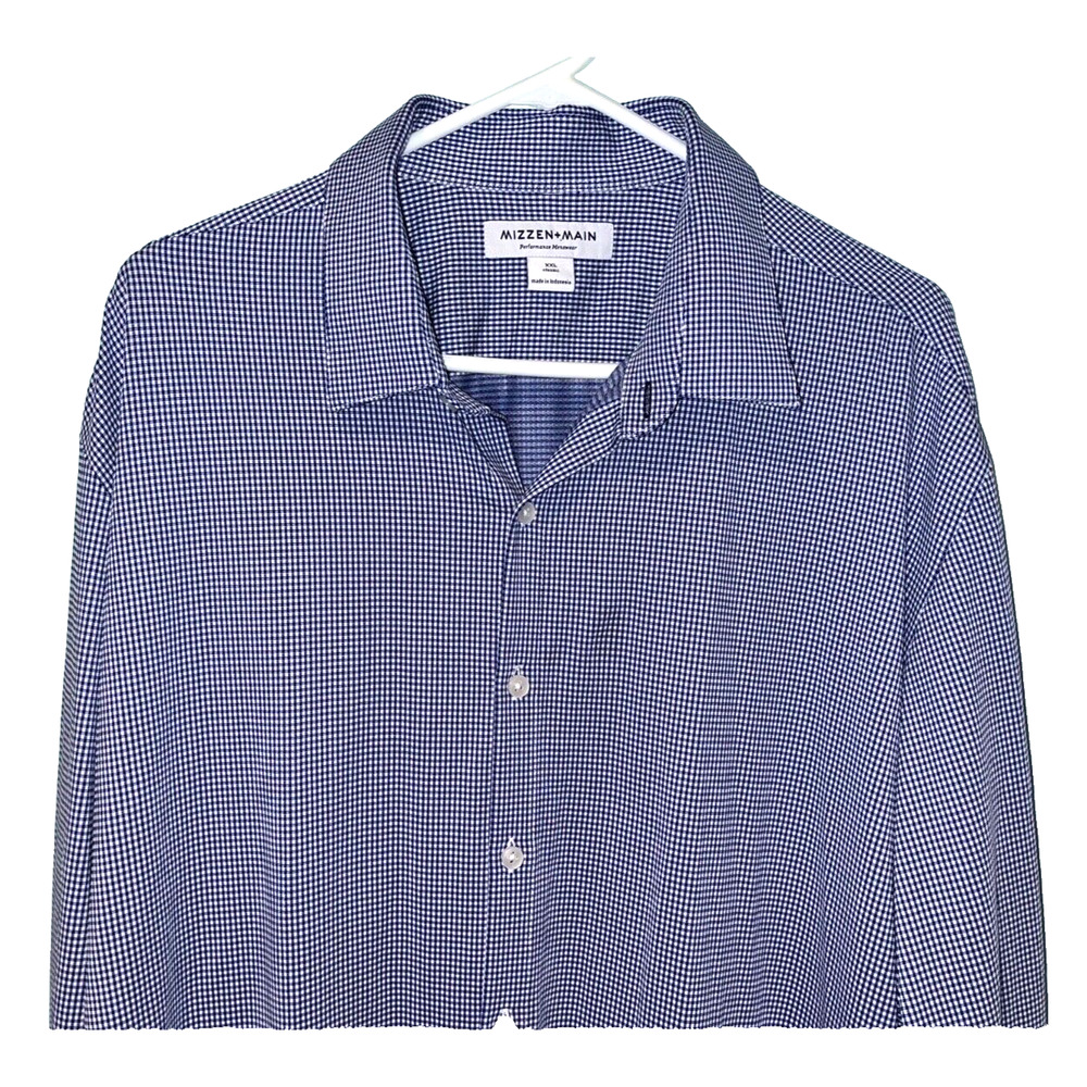 Mizzen Main Mens Size 2XL Performance Menswear Dress Shirt Check